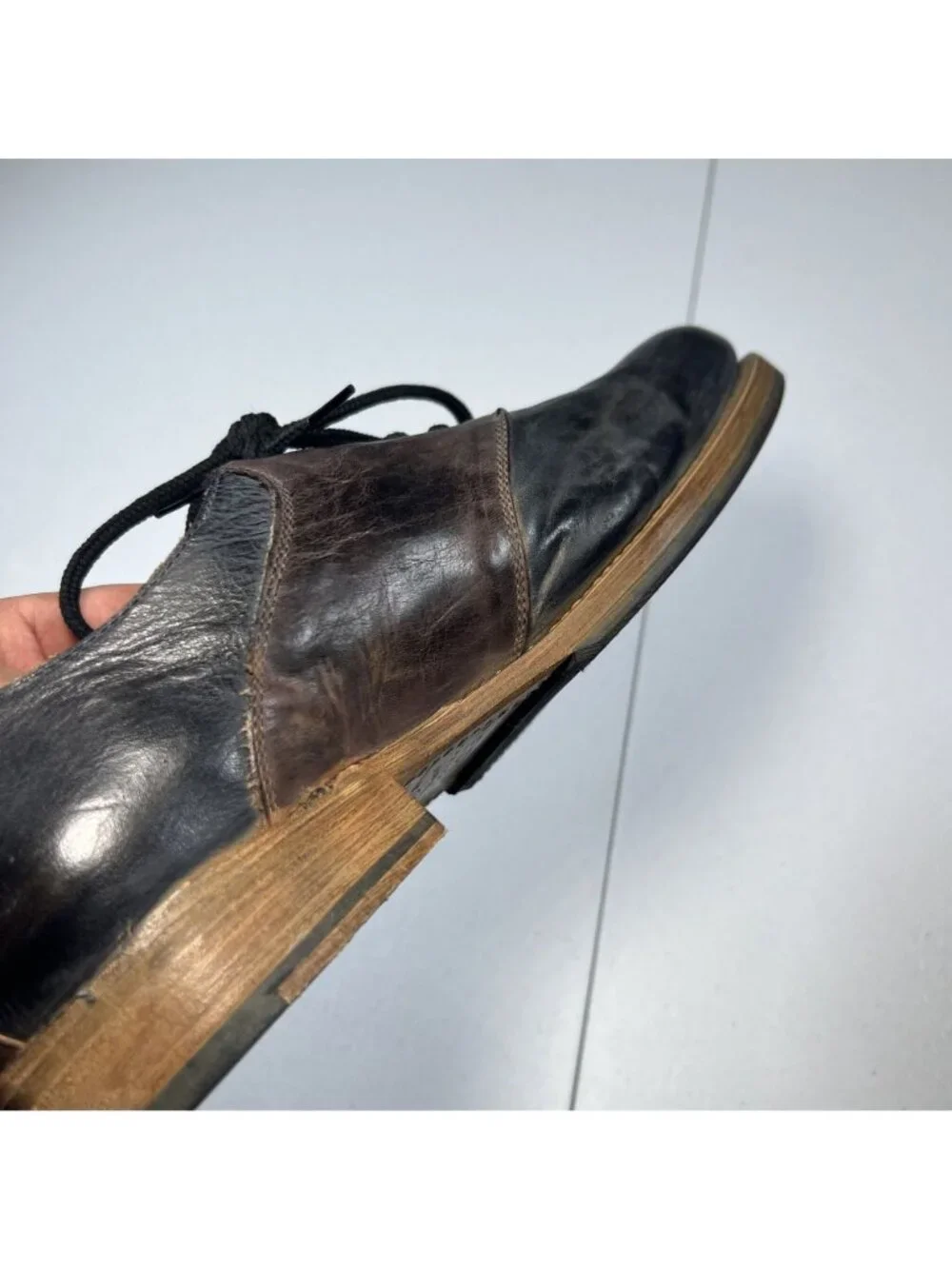 Bed Stu Men Cobbler Series Black Brown Leather Oxford Derby Dress Shoe Size 11.5